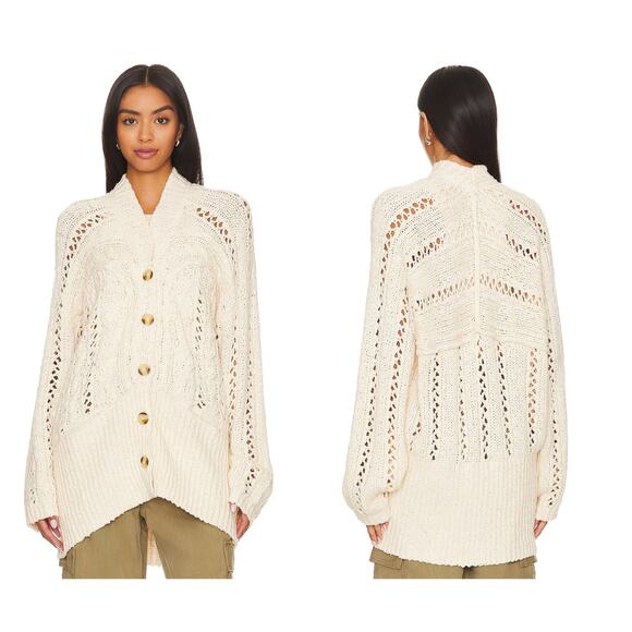 Free People Cable Knit Button-Down Cardigan Size Medium - Picture 11 of 11